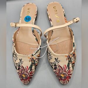 Women's Unisa Floral Embroidered Pointed Toe Mules, Size 10